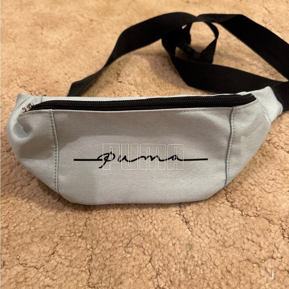 Puma Light Gray and Black Logo Fanny Pack